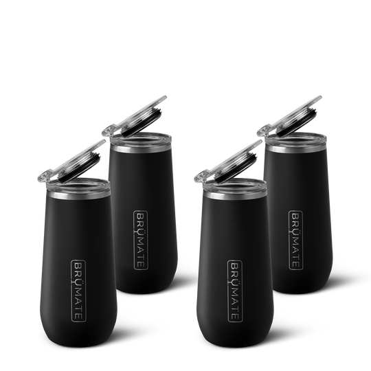 Four-Piece Champagne Flute Set | Matte Black | 12oz